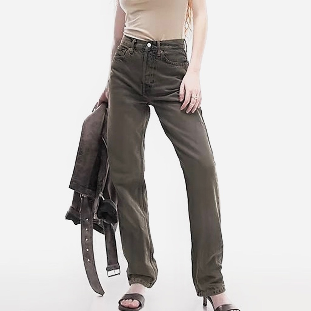 Topshop Washed Brown Straight Jeans